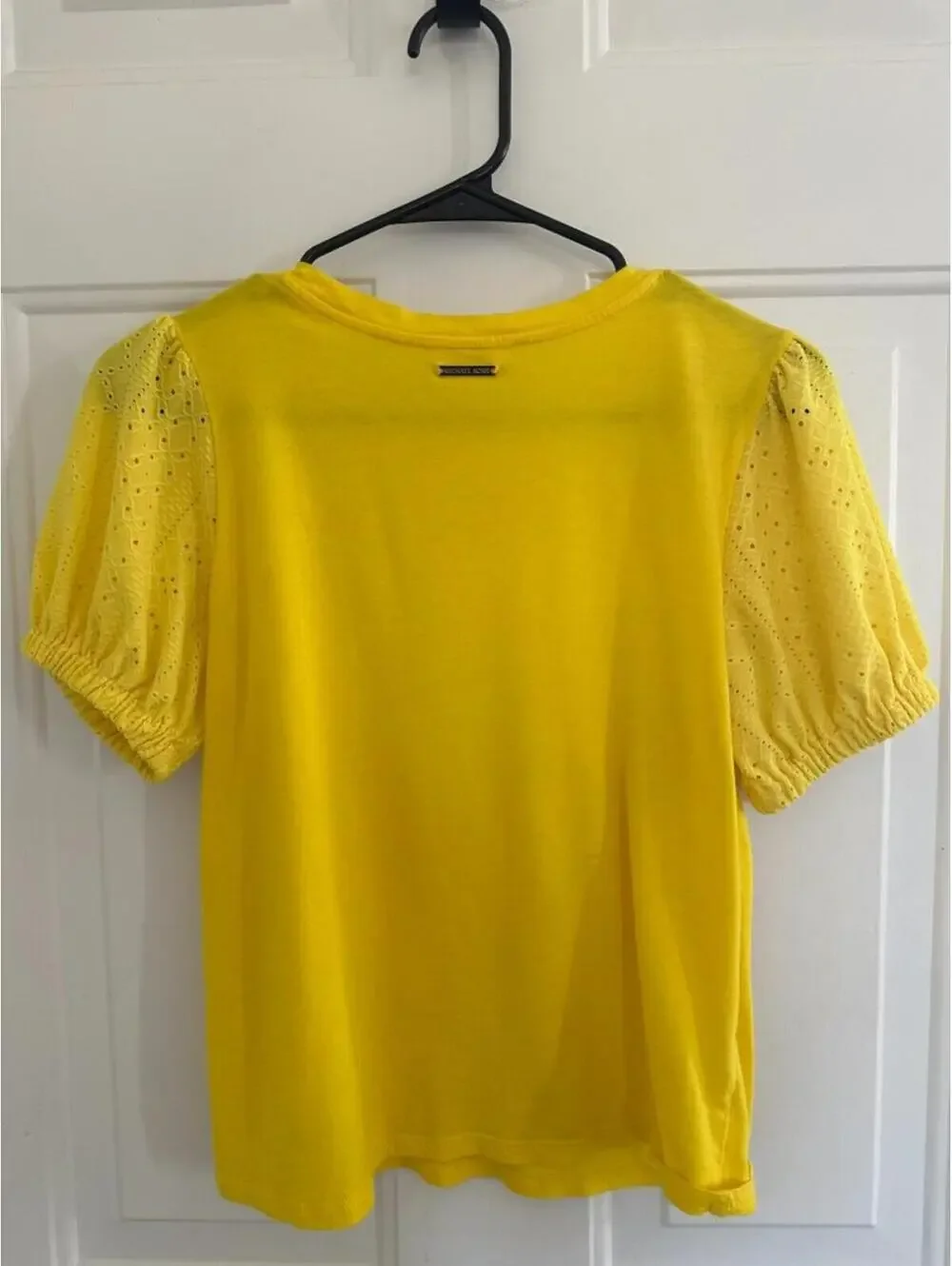Michael Kors Yellow Eyelet Puff Sleeve Top‎ Women’s Small